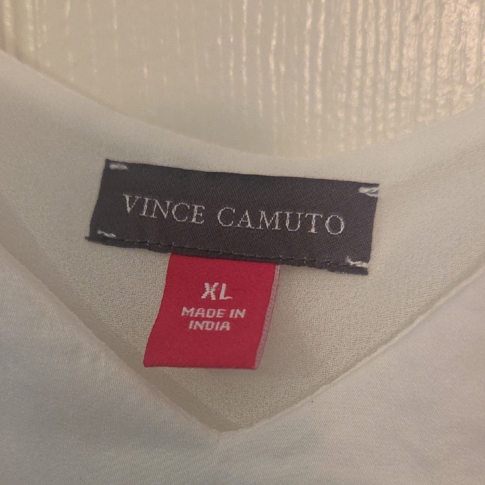 NWT Vince Camuto Cream Sleeveless Sheer Tank Top Shirt Cami Size XL - Picture 2 of 9